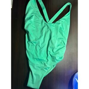 Toluca Swim Green Criss Cross Back One-Piece Swimsuit | Size Small
